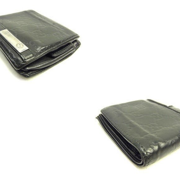 Gucci Wallet Purse Bifold Guccissima Black Silver Mens Authentic Used Y6904 - Picture 2 of 6